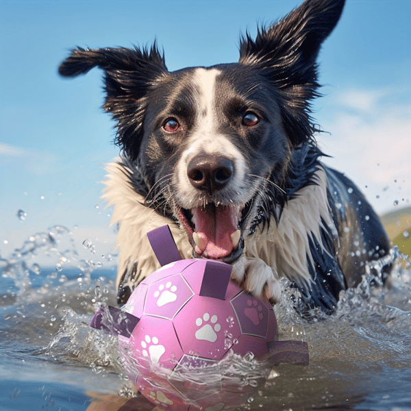 Durable Dog Soccer Ball Toy, 15cm Inflatable Soccer Ball, Teething and Entertainment Training Ball, Includes Pump - White