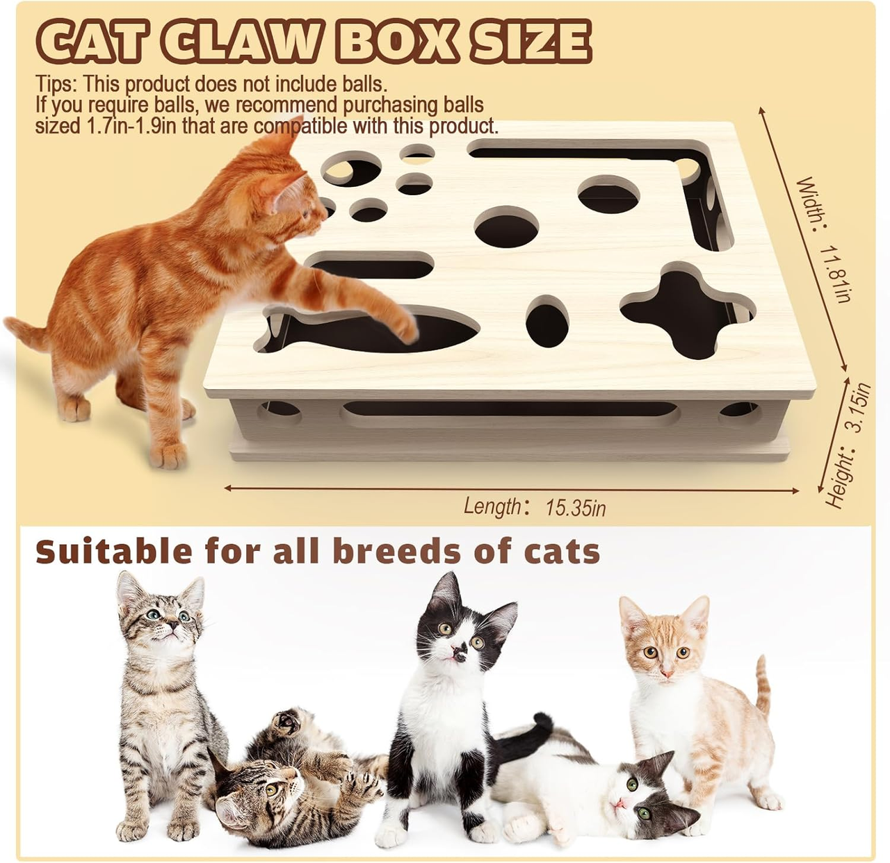 Multi-Functional Cat Claw Care Enrichment Box | Durable Wood Scratcher & Interactive Puzzle for Feline Wellness