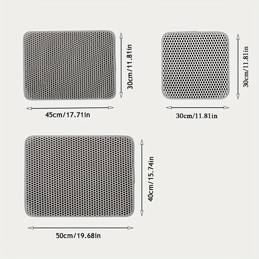 Cat Litter Mat Double Layer Waterproof Urine Proof Trapping Mat  Small Cat Litter Box Mat (Gray, 30x30 Inch of 1)