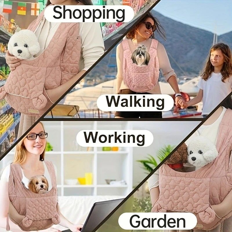 Pet Chest Carrier Front-Facing Backpack Small Dog Cat Breathable Carrier Hands-Free Sling（pink)