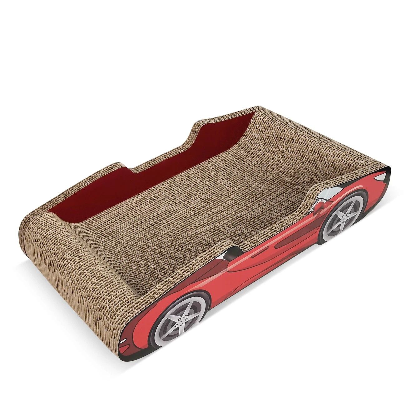 Bestselling Red Racing Car Cat Scratcher Bed | Corrugated Cardboard Durable Cat Bed + Scratcher 2-in-1, Suitable for Cats Under 7kg(PINK)
