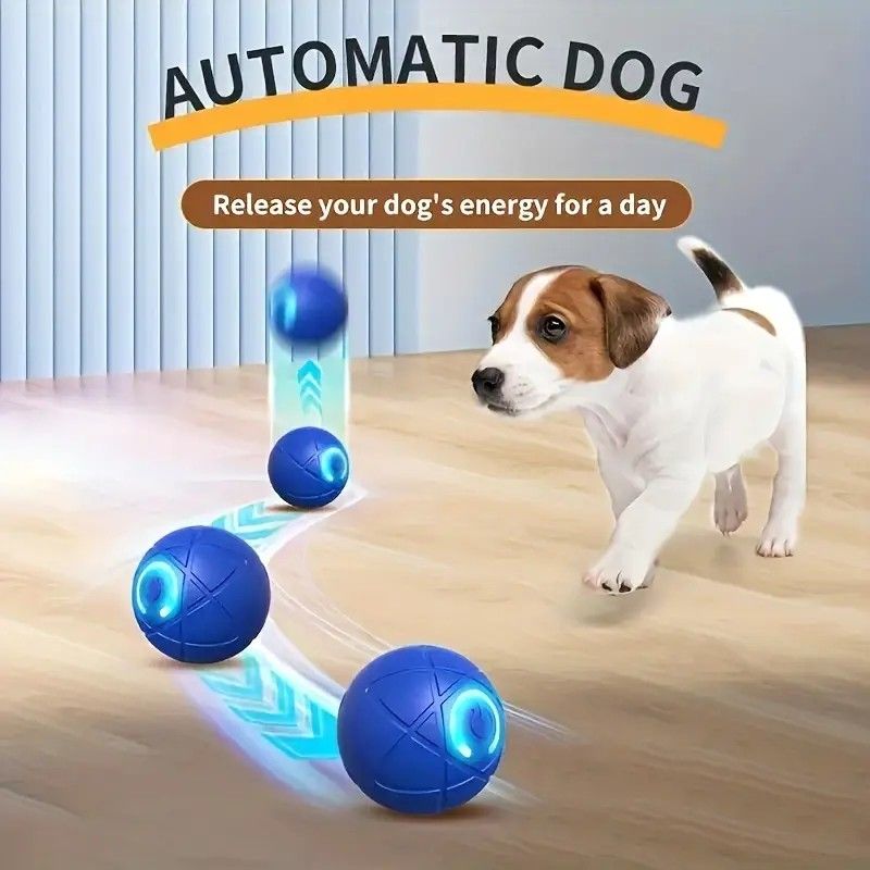 Smart Interactive Rolling Pet Ball – Automatic Self-Moving Cat & Small Dog Toy, Bite-Resistant Rechargeable Boredom Buster 52mm(blue)
