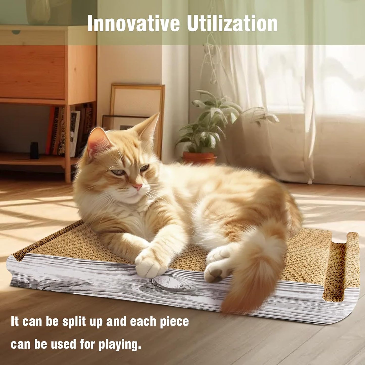 Foldable Triangle Cat Scratcher - 6 Usable Sides Cat Scratcher for Indoor Cats - Vertical Cat Board Pads