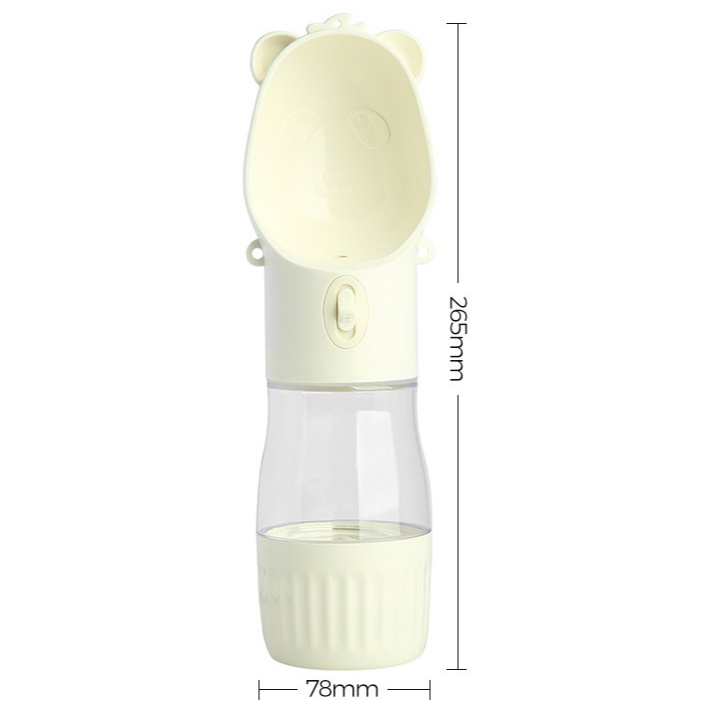 All-in-One Water and Food Pet Travel Cup, Portable Water Dispenser for Dogs and Cats – Yellow