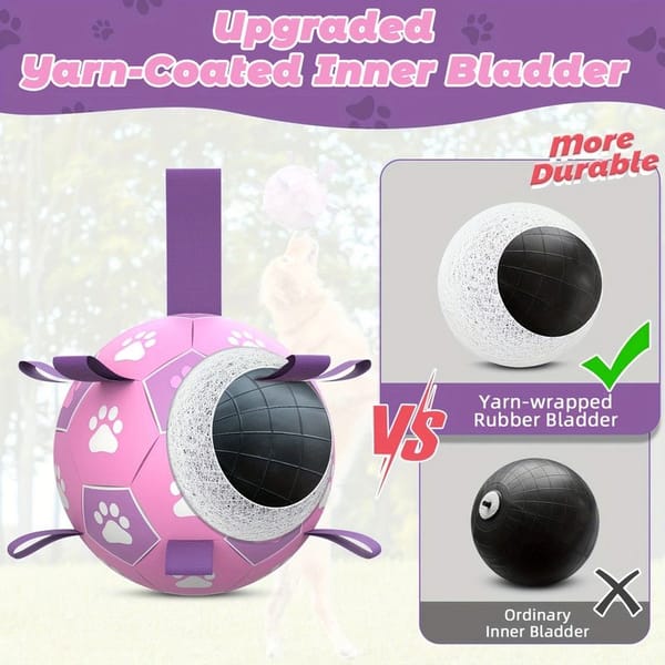 Durable Dog Soccer Ball Toy, 15cm Inflatable Soccer Ball, Teething and Entertainment Training Ball, Includes Pump - White