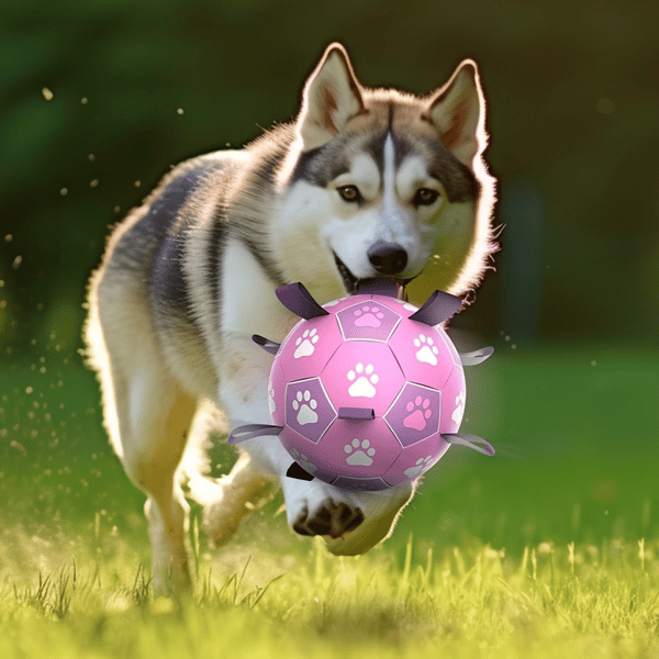 Durable Dog Soccer Ball Toy, 15cm Inflatable Soccer Ball, Teething and Entertainment Training Ball, Includes Pump - White