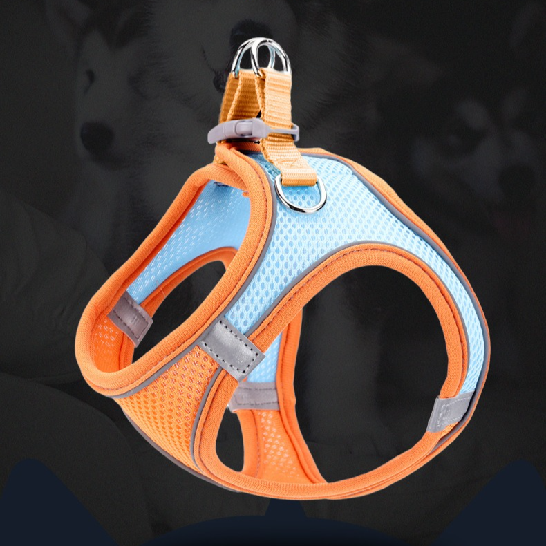 Breathable Reflective Pet Harness Set: Vest-Style Dog Harness + Leash - Black-L