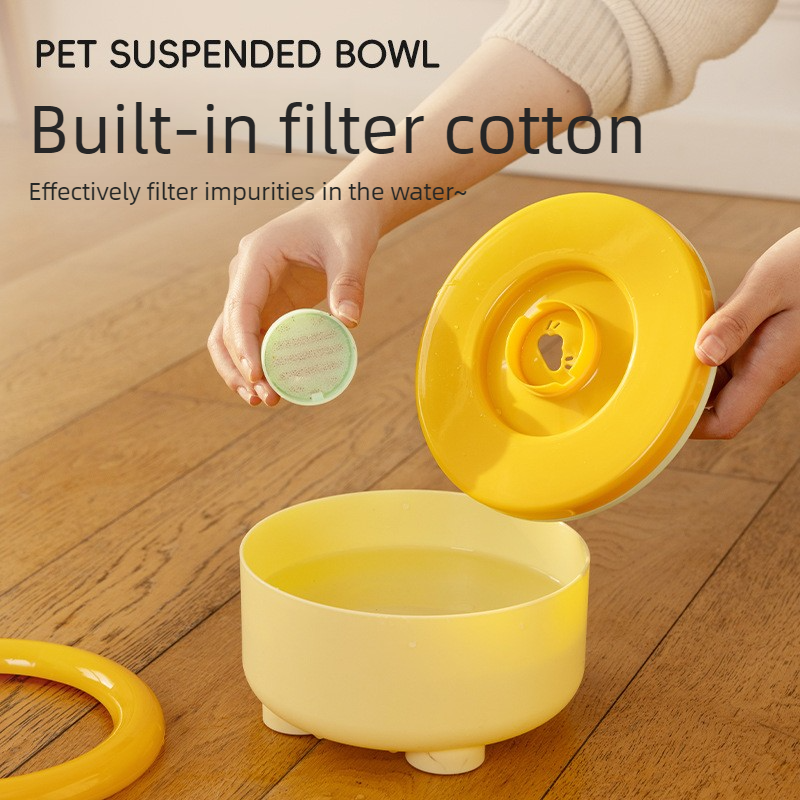 Anti-Splash Floating Pet Water Bowl, 1500ml Large Capacity, Tip-Proof and Chin-Dry Design - Blue
