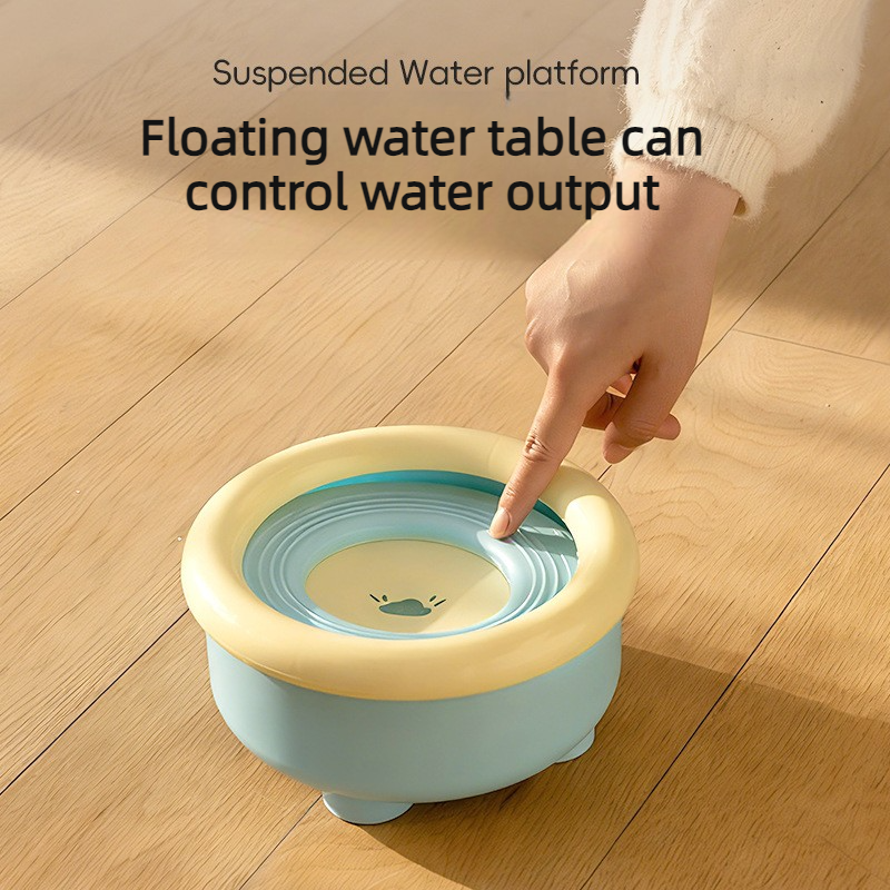Anti-Splash Floating Pet Water Bowl, 1500ml Large Capacity, Tip-Proof and Chin-Dry Design - Blue