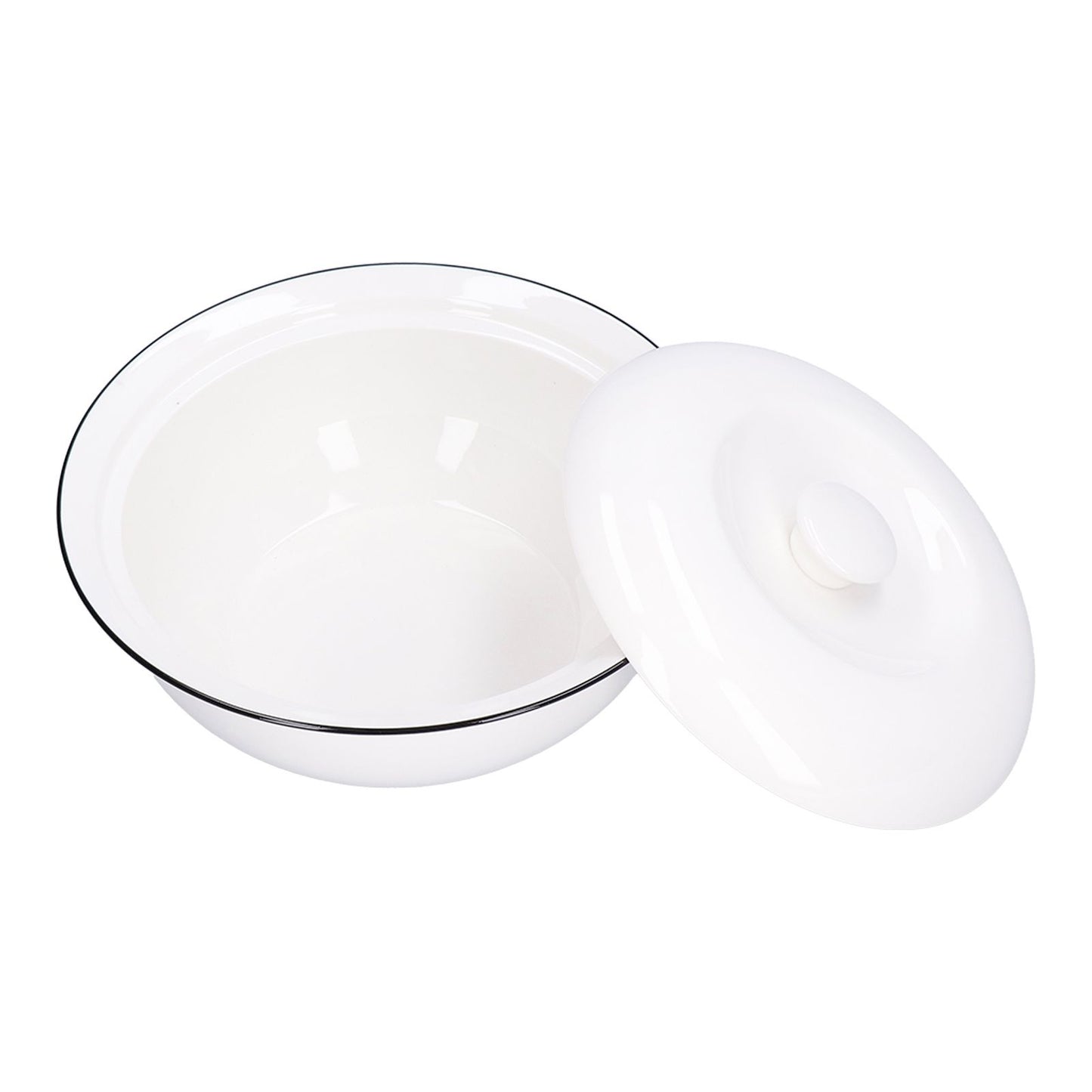 9in Soup Bowl with Lid Large Capacity 1500ml Stew Bowl Harmless White Ceramic Kitchen Bowl