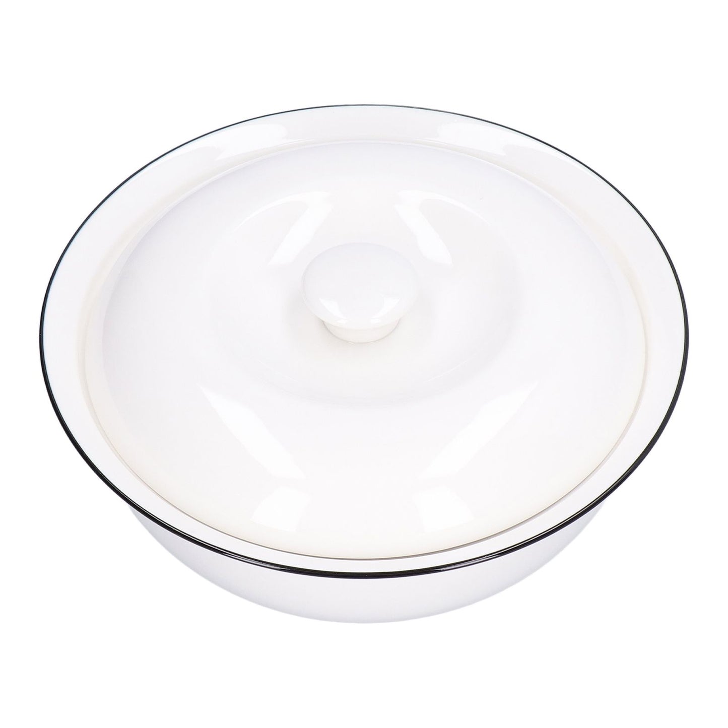 9in Soup Bowl with Lid Large Capacity 1500ml Stew Bowl Harmless White Ceramic Kitchen Bowl