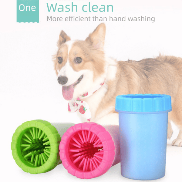 Green small size Pet Paw Cleaner Cup Portable Dog Paw Washer with Soft Silicone Bristles TPR Silicone Cleaning Cup for Muddy Paws Dogs and Cats