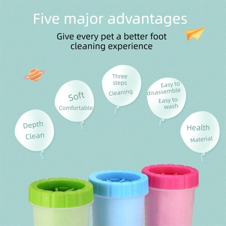 Green small size Pet Paw Cleaner Cup Portable Dog Paw Washer with Soft Silicone Bristles TPR Silicone Cleaning Cup for Muddy Paws Dogs and Cats