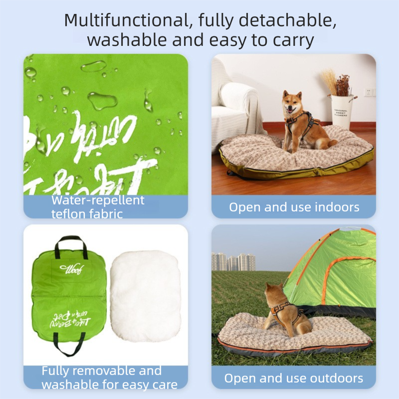 3-Piece Yellow Winter Pet Outdoor Travel  Set – yellow m size Reflective Dog Puffer Jacket, orange 3m Retractable Leash & yellow Portable Foldable Dog Bed